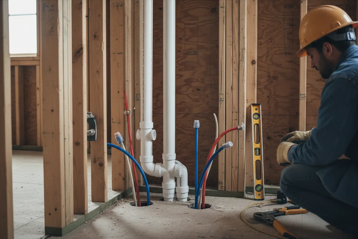 Drain and supply rough-in during Sump Pump Repair in Lockport